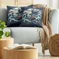 thumbnail image 5 of Ambesonne Nautical Throw Pillow Cover 2 Pack, Marine Anchor and Seagull, 24", Indigo and Dark Salmon, 5 of 7