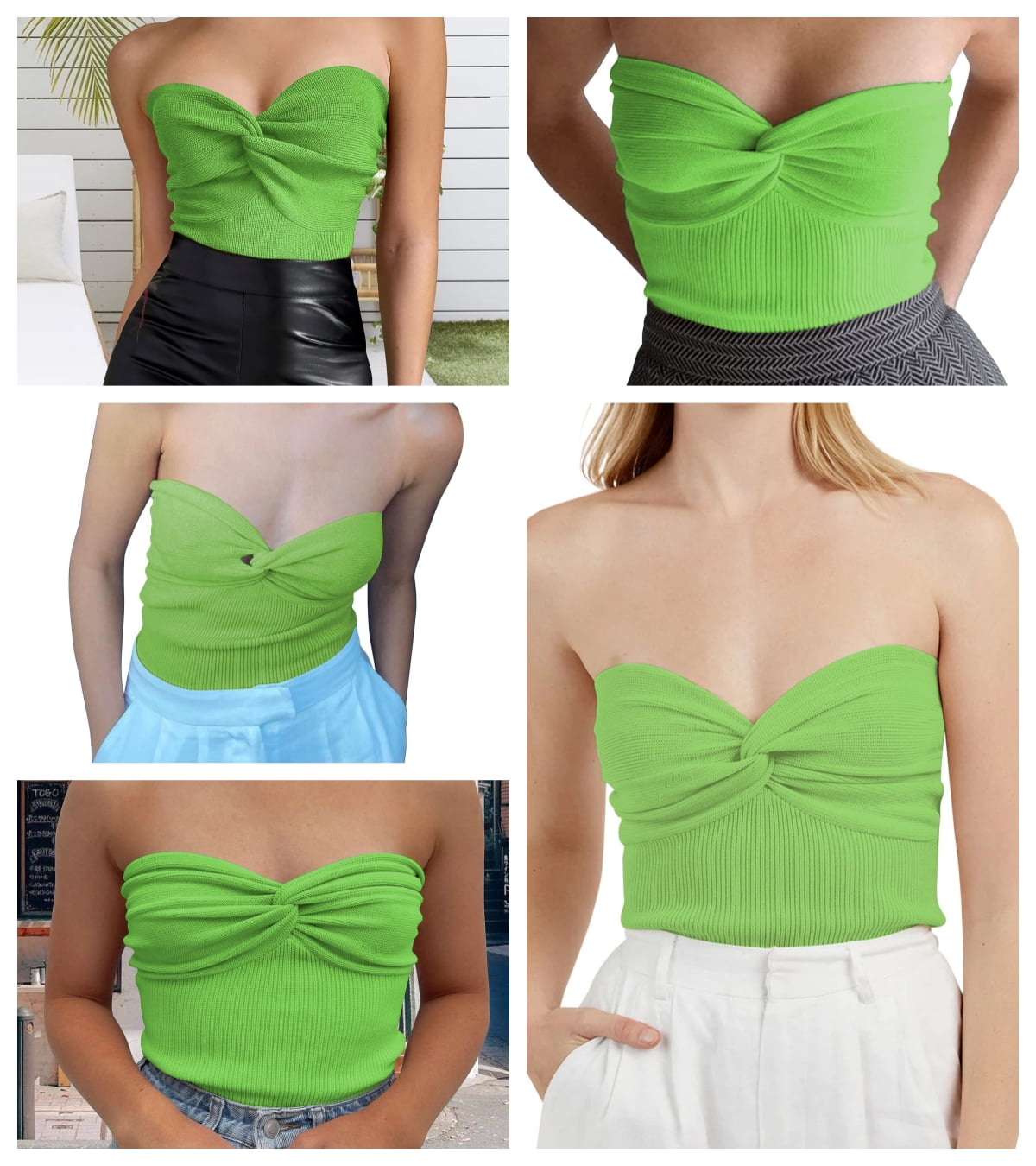 Shop Green Knot It Strapless Top - Trendy Fashion 