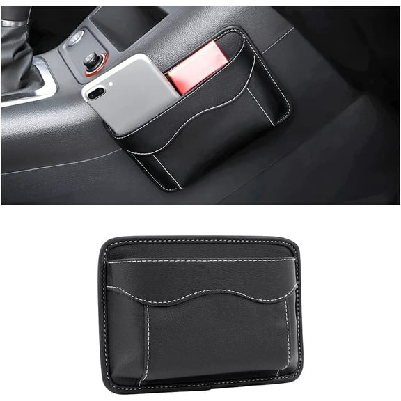Prichor Car Seat Side Pocket Organizer – PU Leather Mini Storage Bag for Auto Door Window Console – Pen Phone Holder Tray Pouch – Vehicle Seat Gap Filler for Organize Document, Registration, Notepad