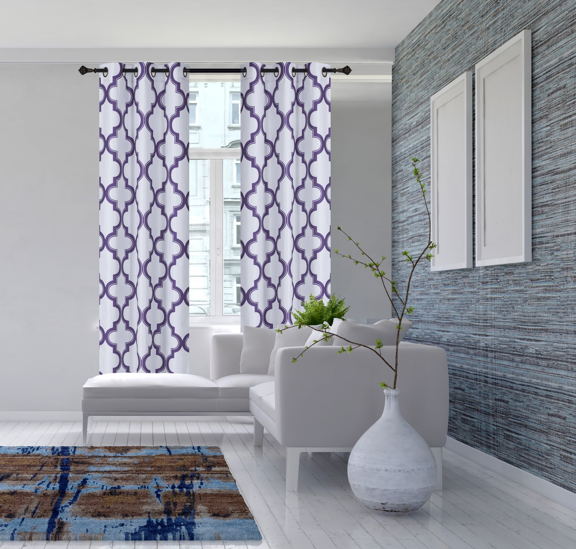 (SSS) 2-PC Lilac Solid Blackout Room Darkening Panel Curtain Set, Two (2) Window Treatments of 37" Wide x 84" Length Each Panel
