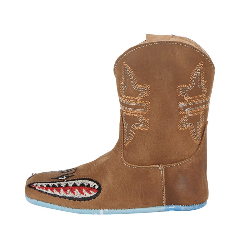 Tin Haul Boys 14-016-0007-1693 Infant Sharky Mini Boots 4 Brown