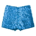 thumbnail image 3 of Yhong Kids Girls Sequin Hip Hop Jazz Dance Shorts Elastic Waist Sparkly Glitter Short Pants Birthday Lake Blue 120-140/12, 3 of 7