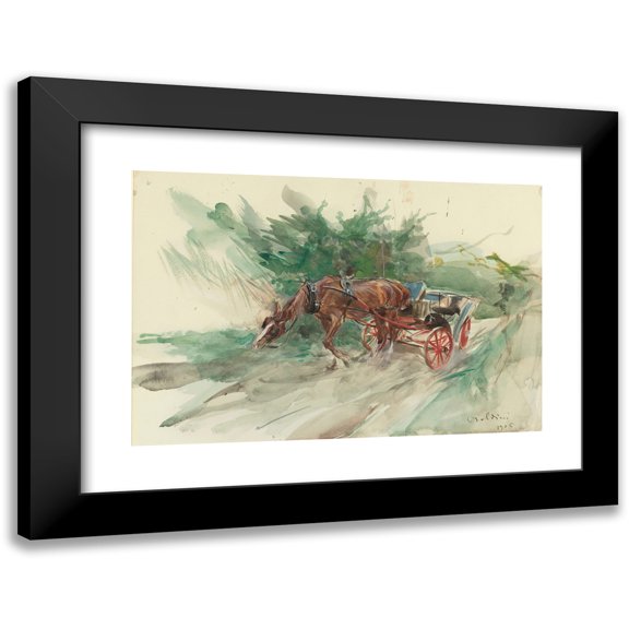 Giovanni Boldini 14x11 Black Modern Framed Museum Art Print Titled - Horse and Carriage (1905)