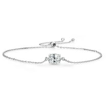 Gem Stone King 925 Sterling Silver White Zirconia Solitaire Bracelet for Women (1.21 Cttw, Oval 8X6MM, Gemstone Birthstone, Fully Adjustable up to 9 inch)