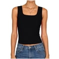 thumbnail image 4 of COMVALUE Women Built-in Bra Tank Tops Sleeveless Crewneck Rib Knit Shirts Slim Fit Basic Tee Tops (Black, XL), 4 of 7