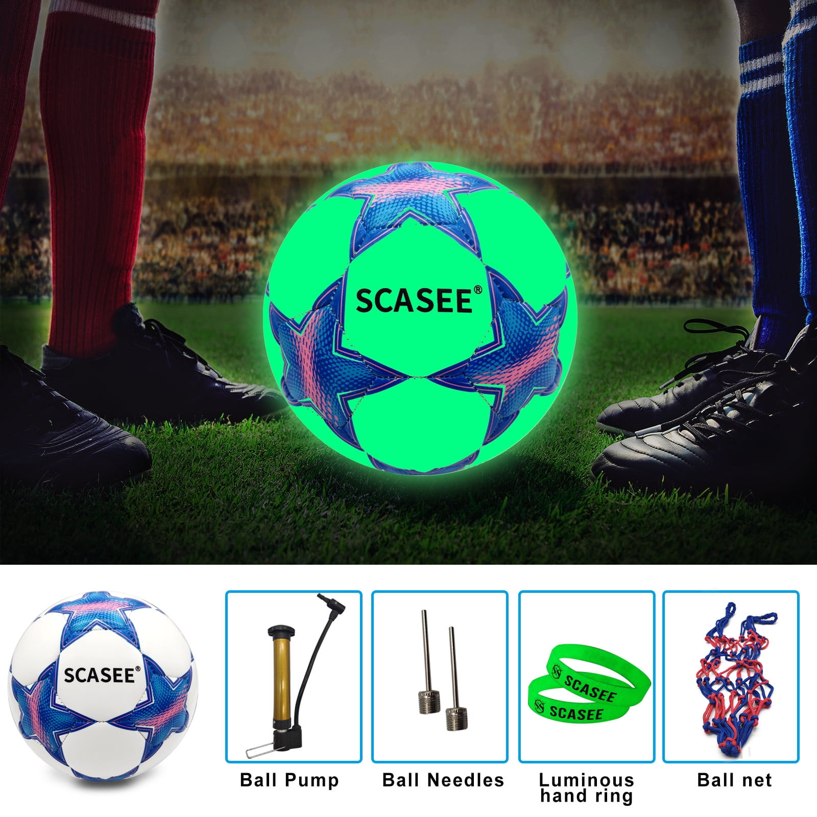 Light Up Soccer Ball Kid Size 3 - Glow in The Dark Soccer BallS with Needles and Pump Ball for Kids Boys,Girls and Youth Night Games