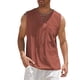 thumbnail image 3 of Nueva camiseta sin mangas para hombre, camiseta de manga corta de lino y algodón de Color sólido Eccomum Caqui S, 3 of 4