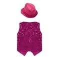 thumbnail image 4 of Alvivi Kids Boys Girls Sequined Shirt Vest for Hip-Hop Street Dance Performance Waistcoat with Hat Rose 5-6, 4 of 7