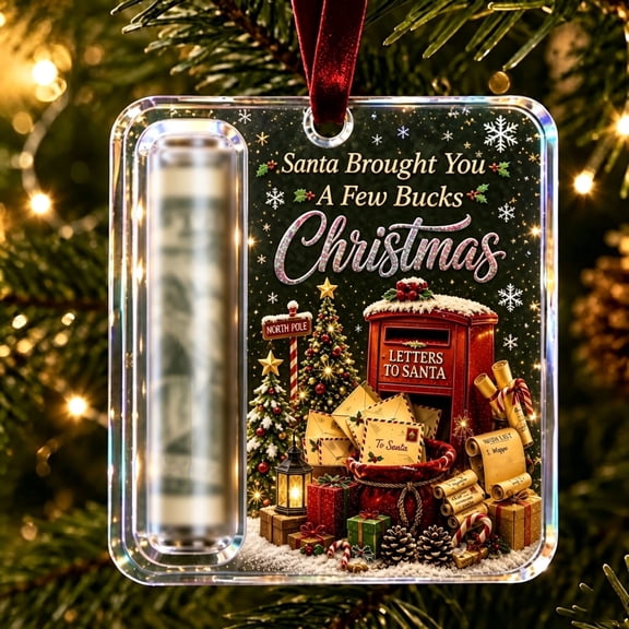 Acrylic Flat Xmas Ornament, Christmas Decorations Indoor Outdoor Holiday Home Decor Accents, Cash Gift Hanging for Tree, Holiday, Home, Party Xmas Festive Decor