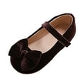 thumbnail image 4 of Dakaela Toddler Girls Dress Shoes Bowknot Suede Mary Jane Ballerina Ballet Flats Wedding Party School Uniform Slip on Loafers Brown 8.5, 4 of 5
