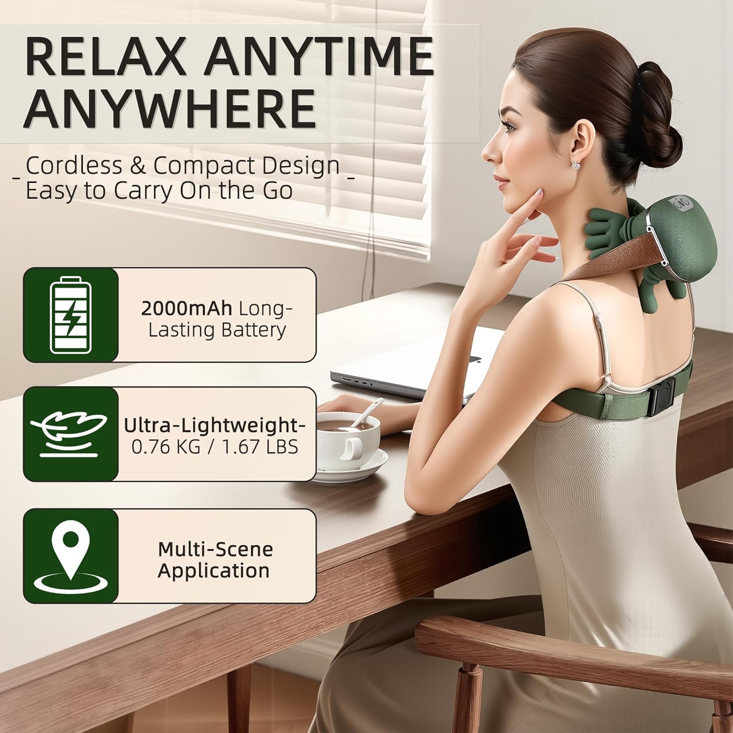 Neck Massager with Heat -  Pain Relief Deep Tissue, Simulated Human Hand Design 4D Kneading for Neck, Back, Shoulder
