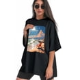 thumbnail image 3 of Plus Size Shirt for Women Black Tops for Women Short Sleeves Shirt for Women Seaside (33) T Shirt Crewneck Shirt for Women 5XL, 3 of 5