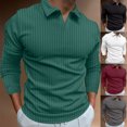 thumbnail image 2 of DGXTA Men's V Neck Lapel Shirts Slim Fit Long Sleeve Solid T-Shirts Ribbed Knit Soft Tees, 2 of 8