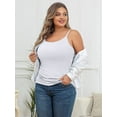 thumbnail image 3 of Charmo Camisoles à Soutien-Gorge Intégré en Coton, Bretelles Spaghetti Ajustables, Débardeurs à Encolure Dégagée, Superposition Cami S-5X, 3 of 8