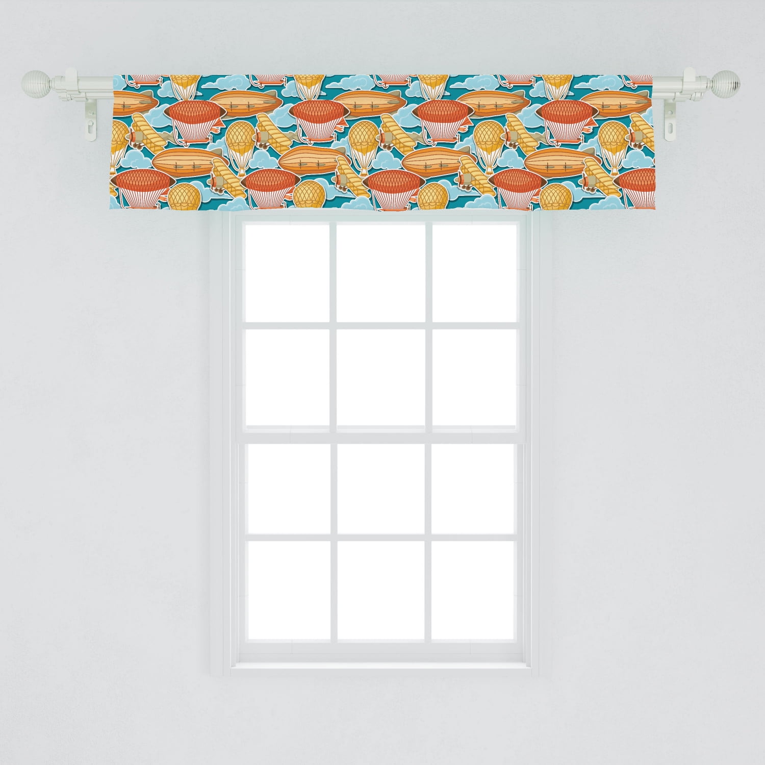 Nursery Room Decorative Window Valance Blue Plane Car Ship Baby Boy Nursery Room Window Curtain Gift Idea