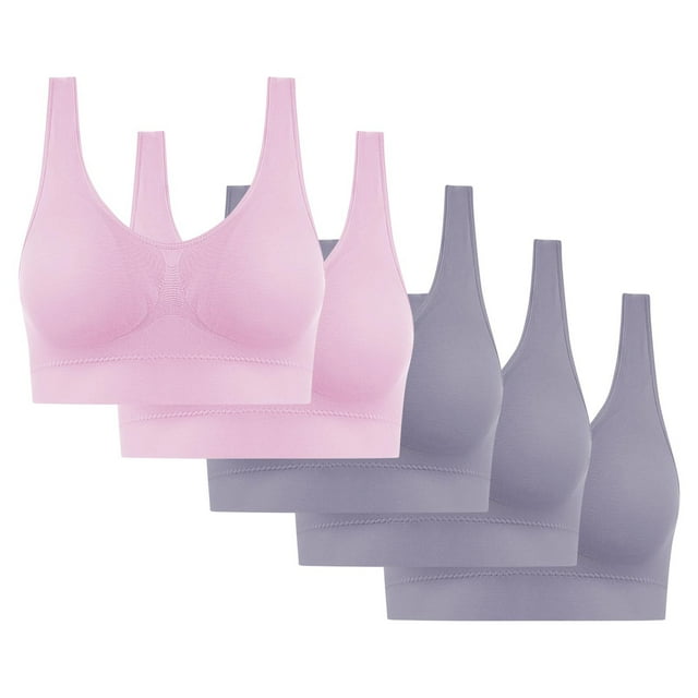 5PC Women's High Impact Sports Bra - Seamless Wireless Support | Comfortable Workout Bralette with Pad Insert Slots