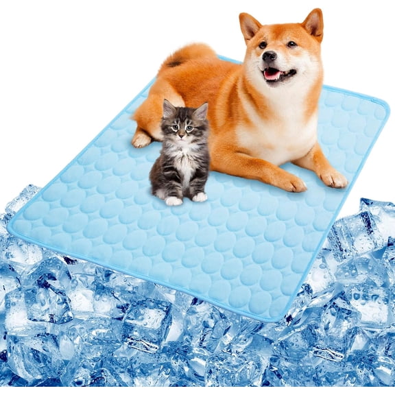 Dog Cooling Mat Dog Cooling Pad Self Cooling Blanket, Washable Cooling Mat for Dogs, Pet Cooling Mat Keeps Pets Cool in Summer Heat, Resuable Fabric Cooling Mat (Blue, 20x16inch/50x40cm)