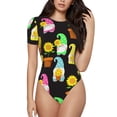 thumbnail image 2 of Fotbe Gnomes With Sunflowers Women's Crew Neck Short Sleeves Bodysuit Tops Round Neck Slim Sleeveless Soft Comfortable Basic-XX-Large, 2 of 7