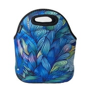 ALLYDREW Insulated Neoprene Lunch Bag Zipper Lunch Box Tote Baby Bottle Bag, Blue Paradise