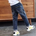 thumbnail image 6 of Pants for Boys Kids Classic Stretch Straight Leg Denim Jeans Adjustable Waist School Boys Blue L, 6 of 8
