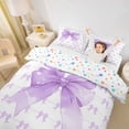 thumbnail image 3 of Erosebridal Cute Bowknot Twin Bedding for Girls, Purple Ribbon Duvet Cover Set, Colorful Stars Reversible, 1 Duvet Cover and 1 Pillowcase (No Comforter), 3 of 5