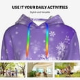 thumbnail image 4 of Cauagu Snowfall Sky White Purple for Women's Hooded Sweatshirts Pullover Hoodie for Women Fall Workout Sweat Long Sleeve Preppy Sweatshirts-Large, 4 of 7