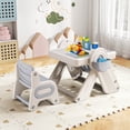 thumbnail image 2 of Costway 6-in-1 Multi-activity Children Table & Chair Set with Pen Slot, Storage Baskets Gray, 2 of 10