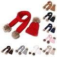 thumbnail image 7 of Zwiiyzr Boys And Girls 2-6 Years Fashion Solid Color Cute Outdoor Warm Knit Pompom Hat Scarf Set White, 7 of 7