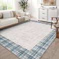 thumbnail image 4 of Garvee 8'x10' Plaid Area Rug, Washable Rugs Non-Slip Soft Boedered Carpet Low Pile Indoor Accent Rug for Living Room Bedroom Home Office, Blue, 4 of 9