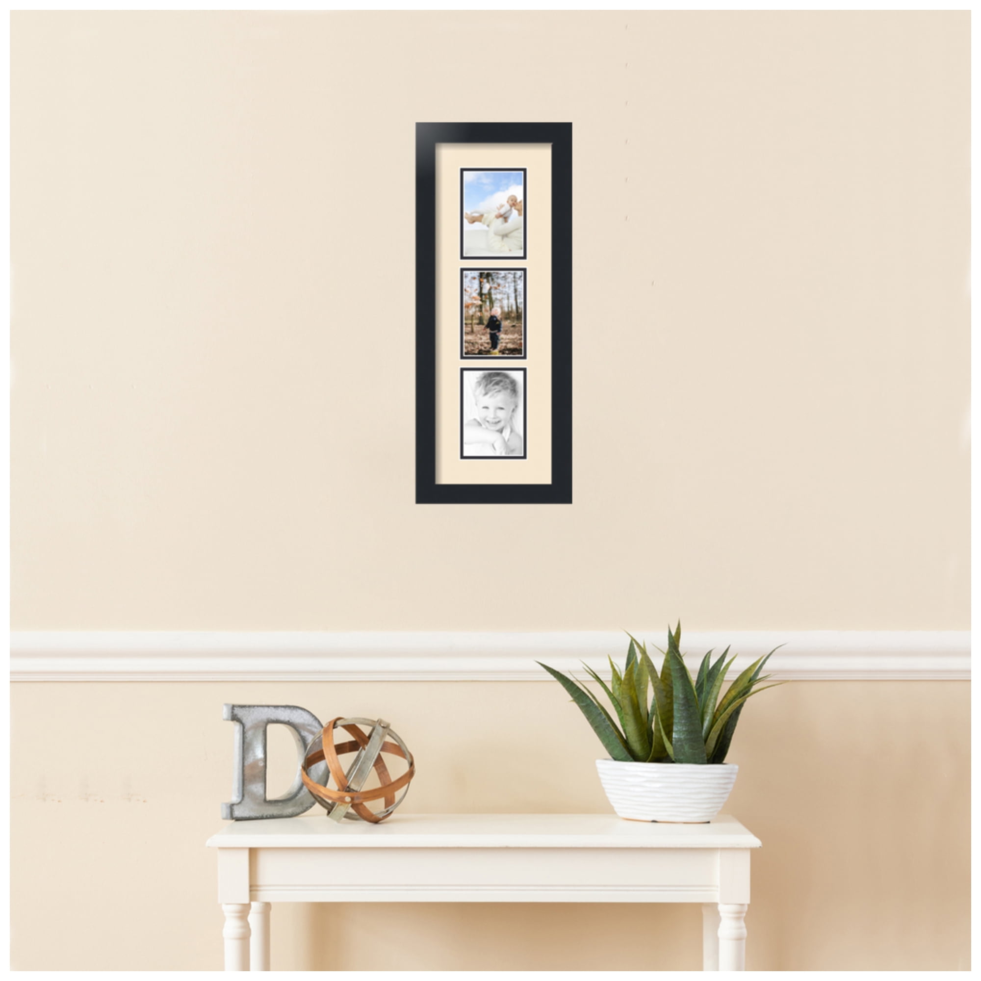 ArtToFrames Collage Photo Picture Frame with 3 - 3.5x5 Openings, Framed in Black with Alabaster and Black Mats (CDM-3926-73)