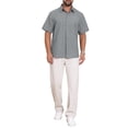 thumbnail image 2 of INSPIRE CHIC Men's Solid Summer Short Sleeve Button Down Linen Shirt M Dark Gray, 2 of 6