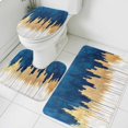 thumbnail image 3 of Blue Gold Bath Mat 3 Piece Bathroom Rug Set, Modern Street Art Splatter Foil Painting Non Slip Bath Rug Contour Mat and Toilet Lid Cover, Absorbent Shower Mats Soft Bath Rugs and Mats Sets, 3 of 8