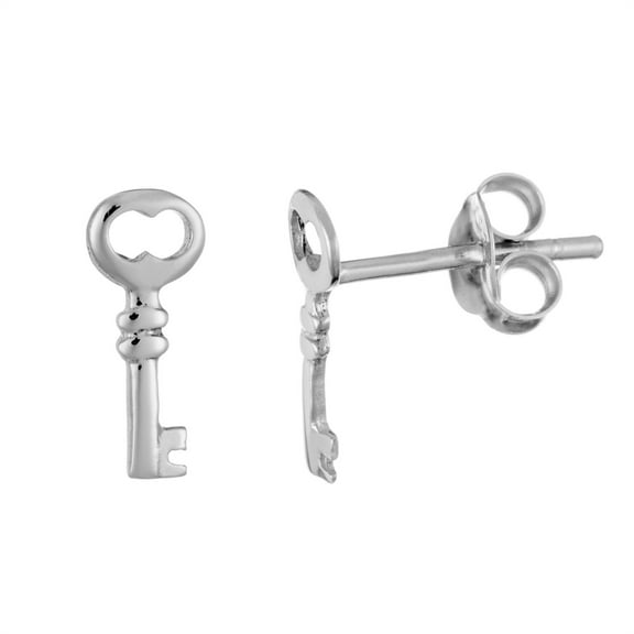 Silverly Women's 925 Sterling Silver 11 mm Small Mini Key Stud Earrings