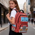 thumbnail image 6 of Pzuqiu Red Fire Truck Backpack for Boys 17 Inch Portable School Bookbags with Adjustable Shoulder Strap School Supplies Comfortable Travel Ruckpack Lightweight Laptop Daypack, 6 of 7