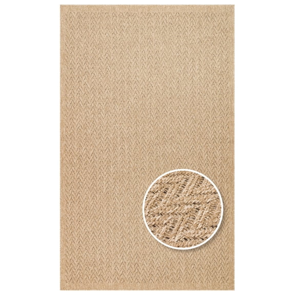 Sita Beige Geometric Polypropylene Handmade Area Rug