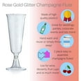 thumbnail image 6 of 60 Crown Display Quality Plastic Wine Flute Glasses, Rose Gold Glitter Glass Like Two Piece 5 Oz Stemmed Champagne Glasses - Rose Gold Sparkle, 6 of 10