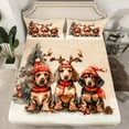 thumbnail image 2 of Homewish Cute Cartoon Dachshund Twin Sheet Sets,Kawaii Puppy Dogs Twin Fitted Sheet,Merry Xmas Flat Sheet For Girl Boys,Ultra Soft Room Decor,3 Pieces, 2 of 7