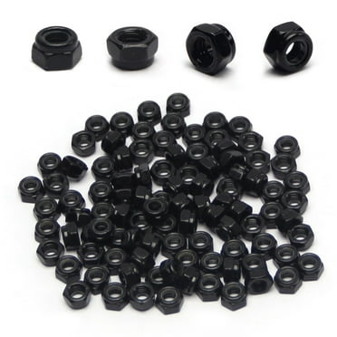 Hex Lock Nuts - M5 x 0.8mm Carbon Steel Nylon Insert Self-Locking Nuts for Fasteners, 50Pcs Black Hex Nut Driver Tiny Nut for CNC Machine RC Cars