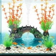 thumbnail image 2 of Aquarium Decor Set – Resin Arch Bridge Ornament with 4 Artificial Plants, 2 of 5