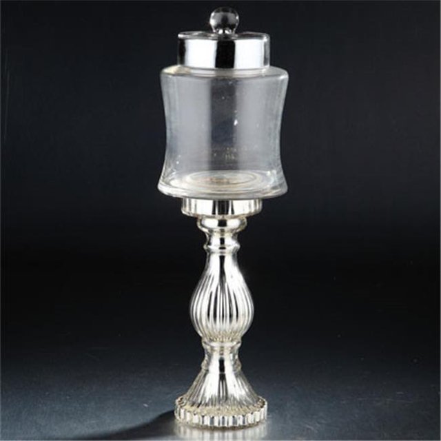 Pot en Verre 19.5 x 5 Po avec Couvercle, Argent