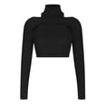 thumbnail image 6 of Going Out Tops for Women Trendy Cutout Y2k Sexy Crop Tee Ribbed Knit High Neck Long Sleeve Slim Fitted Sweaters (XL, Black), 6 of 7