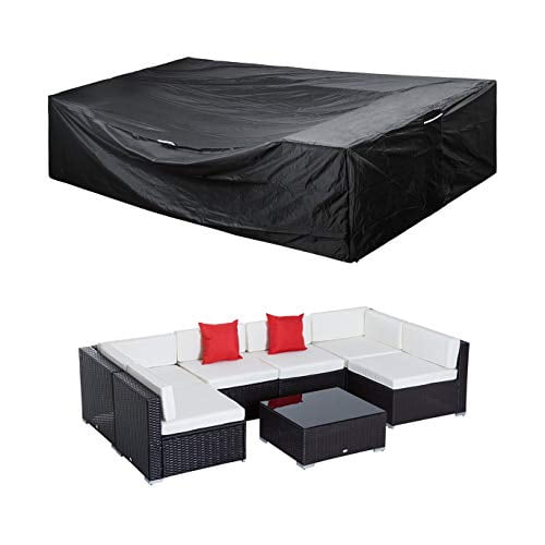 Beige & Brown Patio Furniture Set Covers Outdoor 100% Waterproof 600D Oxford Polyester Durable Heavy Covers Suitable for Large Patio Sectional Sofa Size 125” x 70” x 30”