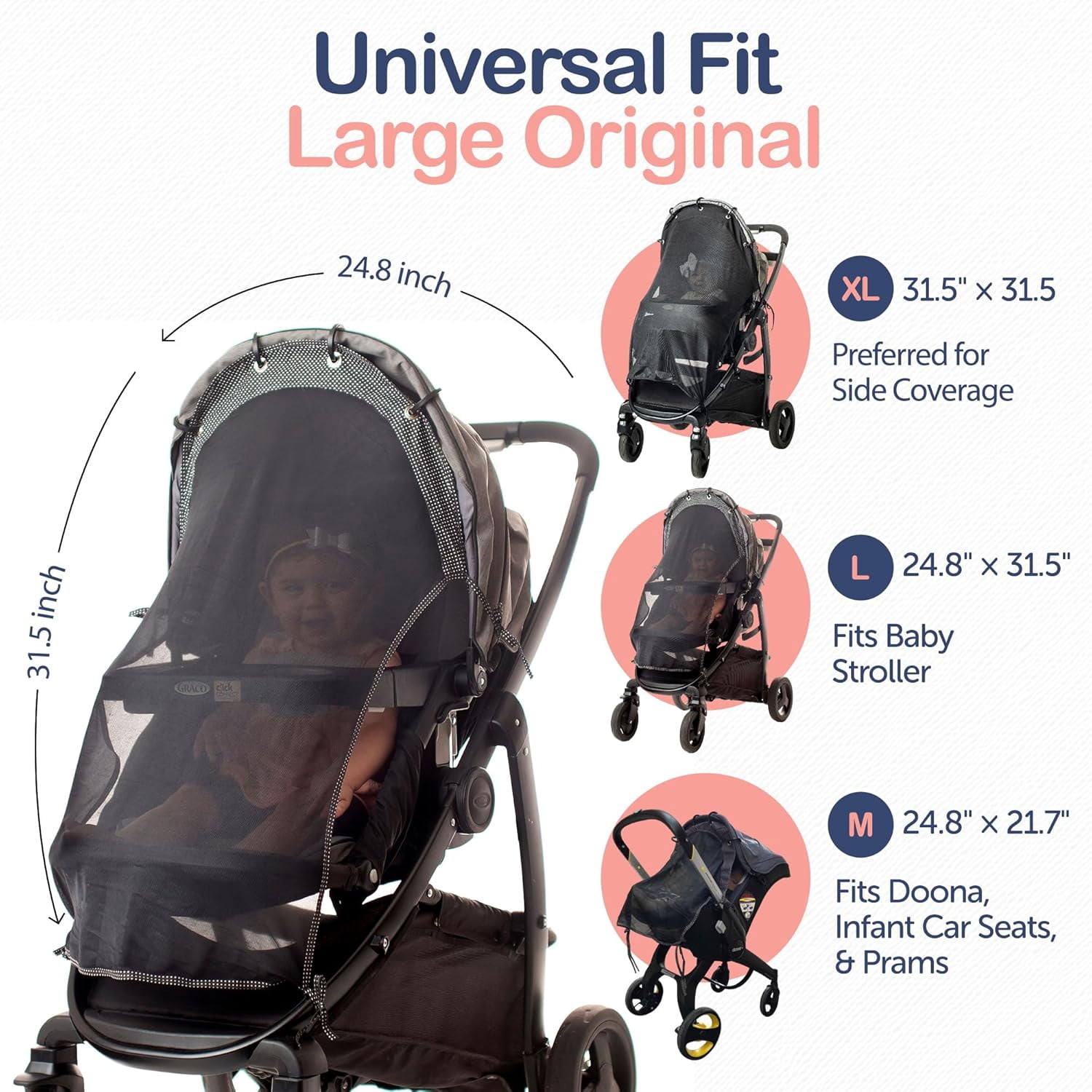 Sun Shade for Strollers (Long). Universal Adjustile SPF 30+ Sunshade with See Through. Your Biy Will See the World and Will Be Protected. byÂ&nbsp;IntiMom