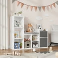 thumbnail image 6 of Kids Bookshelf 44.1in Width Toy Storage Organizer with Reading Nook White Bookcase Seat Cushion Wooden 6-Cubby Storage Bench 2 Drawers Toddler Cabinet Shelf for Kids Room, Playroom, 6 of 9
