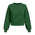 thumbnail image 7 of ITSAME Womens Cropped Crew Neck Sweatshirt Long Sleeve Relaxed Fit Pullover with Kangaroo Pocket Green Size M, 7 of 7