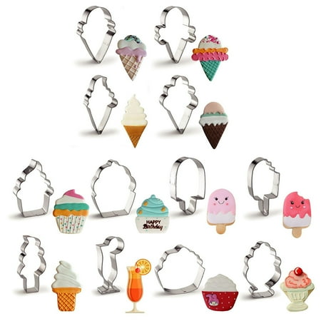

Mightlink 12Pcs Cookie Cutters Multi-purpose Reusable Non-stick Heat-resistant Safe Pastry Tool Stainless Steel Summer Ice Cream Sweets Cupcake Biscuit Cutting Molds for Kitchen