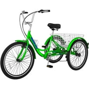 Slsy 16 inch Tricycle Trikes for Beginner Riders, Small Tricycle Single Speed 3 Wheel Bikes, Low Step Through Three-Wheeled Bicycles with Rear Basket