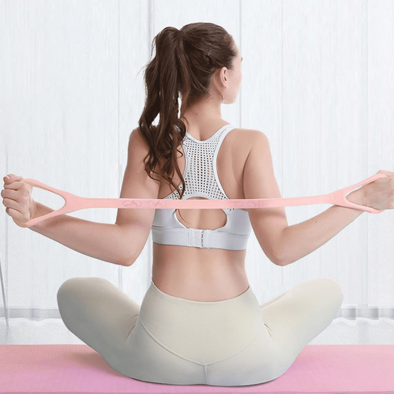 2 Piece Set 20 Pound Yoga Resistance Bands Elastic Fitness Bands for Pilates Training Home Gym Workouts A and B