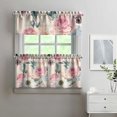 thumbnail image 2 of Pioneer Kitchen Curtains and Valance Set 24 Inch Tier Pink Wild Fresh Peony Flowers Curtains Small Drapes for Cafe Living Room Bathroom Farmhouse 3 Pieces Set Rod Pocket, 2 of 6