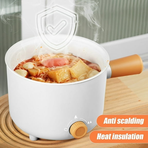 Mini Electric Hot Pot, Fast Cooker for Ramen/Soup, Stainless Steel with Over-heating Protection, Perfect for Student & Single, 1.8L